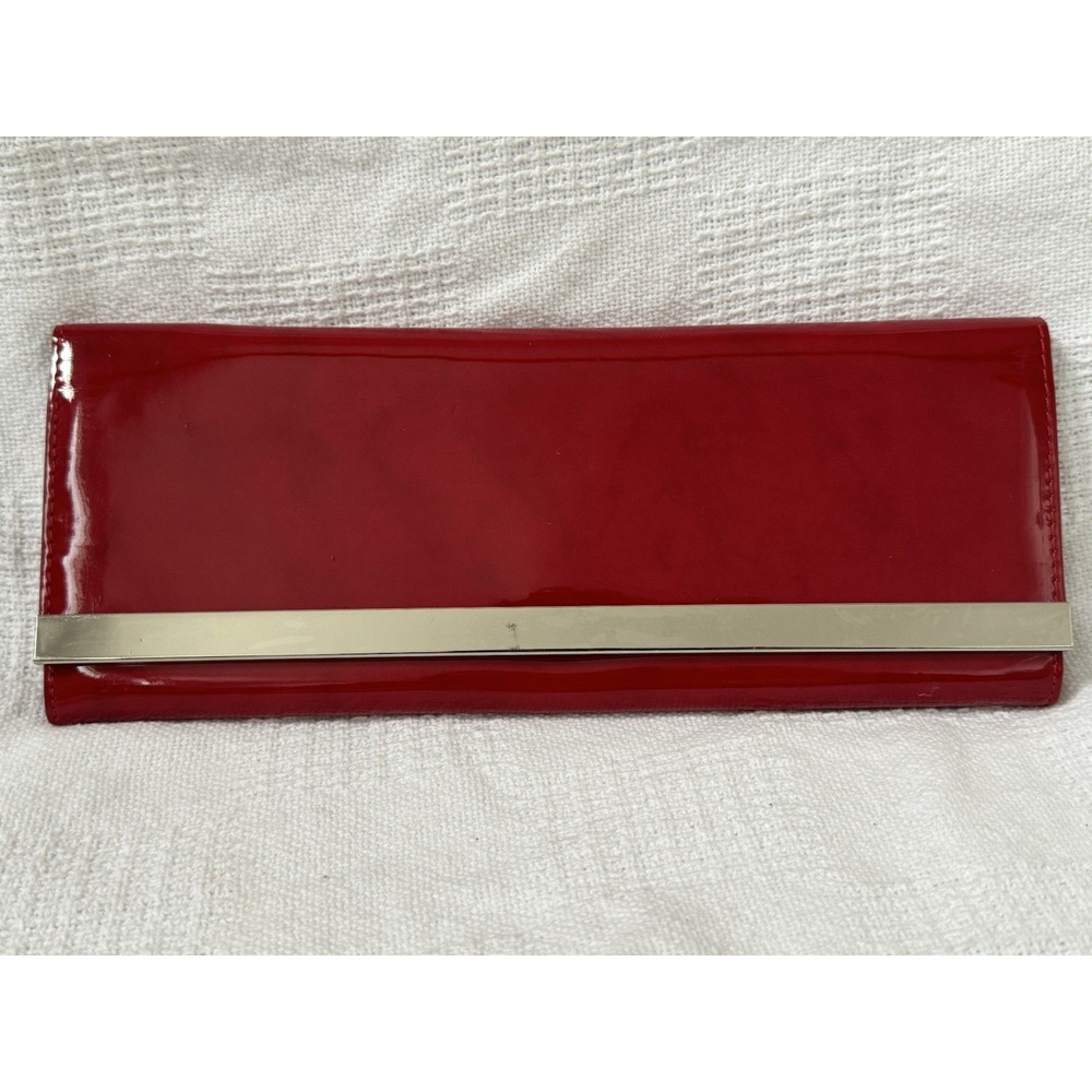 Vintage Aldo Women's Magnetic Closure Clutch Shiny Red Silver